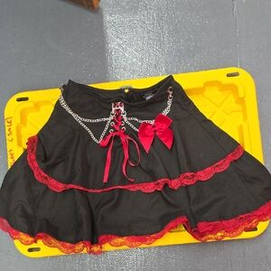 Black and Red Lace Mini Skirt